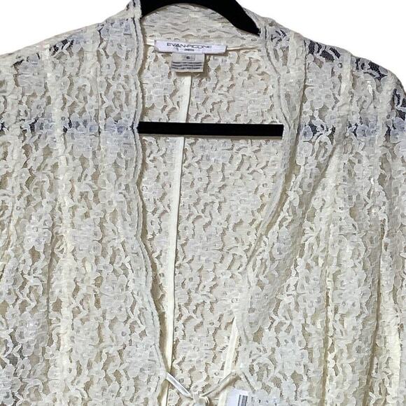 Evan Picone Lacey Cardigan Sheer Floral Tie Front Dress Jacket Top Size 6 Small - Picture 3 of 10